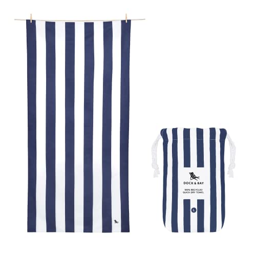 Dock & Bay Beach Towel - Quick Dry, Sand Free - Compact, Lightweight - 100% Recycled - Includes Bag - Cabana - Whitsunday Blue, Medium (130x70cm, 51x27) - color: Cabana - Whitsunday Blue, size: Medium (130x70cm, 51x27")