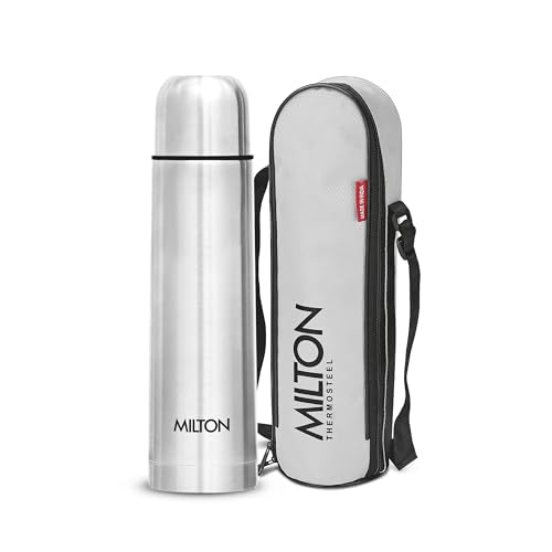Milton Flask 16 oz Insulated Water Bottle with Cover, Flip Lid, Thermosteel | Stainless Steel, Double Wall Vacuum Insulation, Keeps Drinks Hot & Cold up to 24 Hours, Leak Proof, Silver - size: 16 oz