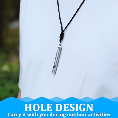 ElevateTech 2Pcs Titanium Emergency Whistle 120db Safety Whistle, Silver | with Lanyard, Suitable for Camping, Hiking, Pet Training, Coaching, Sports, Hang Around Your Neck