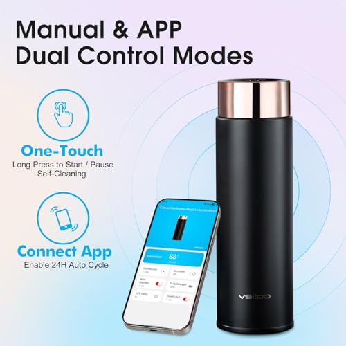 VSITOO S1 Lite 15oz Insulated Stainless Steel Self-Cleaning Water Bottle - color: Black, size: 15 Ounces