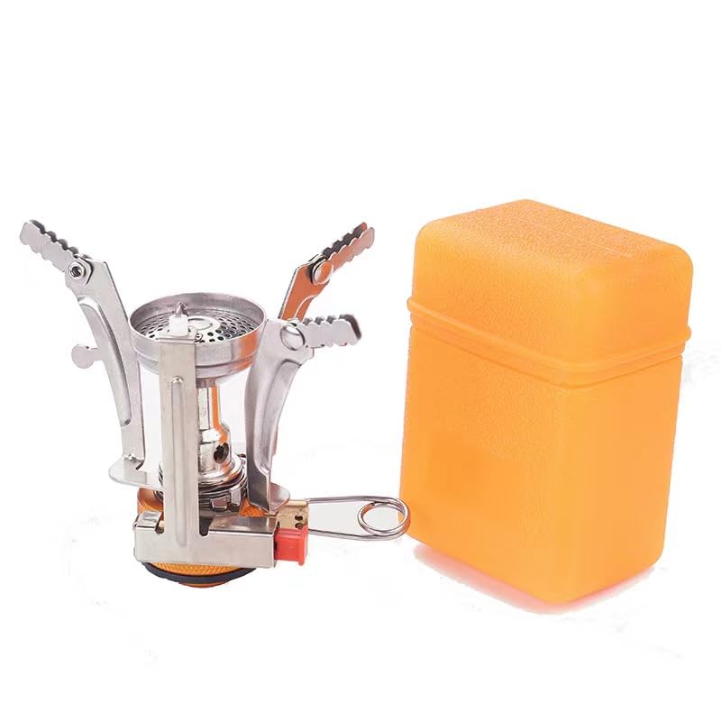 Backpacking Stove Portable Camping Stove Hiking Stove Backpack Stove With Piezoignition Support Wind-Resistance For Outdoor cooking tongs (ORANGE) - color: Orange, size: Orange No. 1
