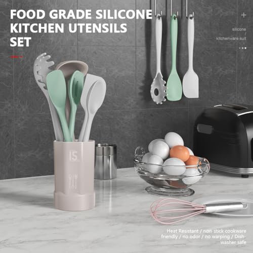 AOTHOD Silicone Cooking Utensils Set - 446°F Heat Resistant Silicone Kitchen Utensils,Spatula,Spoon, Kitchen Utensil Sets Gadgets Tools Set for Nonstick Cookware,Dishwasher Safe BPA FREE (Multicolor) - color: Multicolor