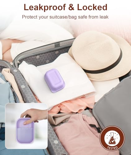 Quatish Leakproof Soap Dish with Lid & Draining Layer, Shatterproof Travel Bar Soap Holder Case Container, Portable Travel Size Toiletries Essentials for Camping, Gym, Bathroom, Purple - color: Purple, size: Medium