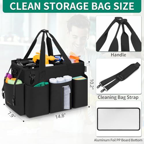 IBVIVIC Wearable Cleaning Caddy Bag for Cleaning Supplies, Black - color: Black