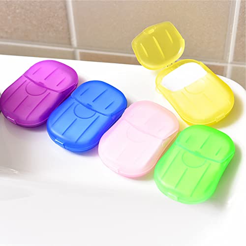 XXYXXY 20 Boxes (400 Sheets) Portable Disposable Travel Hand Soap Sheet Paper Hand Wash Bath Paper Soap Sheet (Random Color)