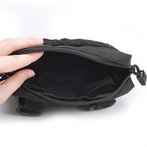 MOLLE Pouches - 2 Pack Tactical Compact Water-Resistant Utility Gadget Gear EDC Pouch - color: Black and Black