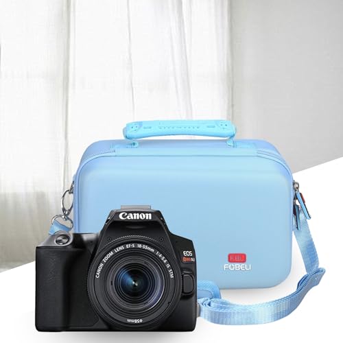 FBLFOBELI EVA Camera Case for Canon EOS Rebel T7/T8i/T5/R50/R100 | Hard EVA Shell, Shockproof & Water-Resistant, Custom Molded Interior, Detachable Shoulder Strap, Travel Storage Bag, Blue - color: Blue