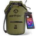 Earth Pak Waterproof Dry Bag with Zippered Pocket - Waterproof Dry Bag Backpack Keeps Gear Dry - color: Forest Green, size: 20L
