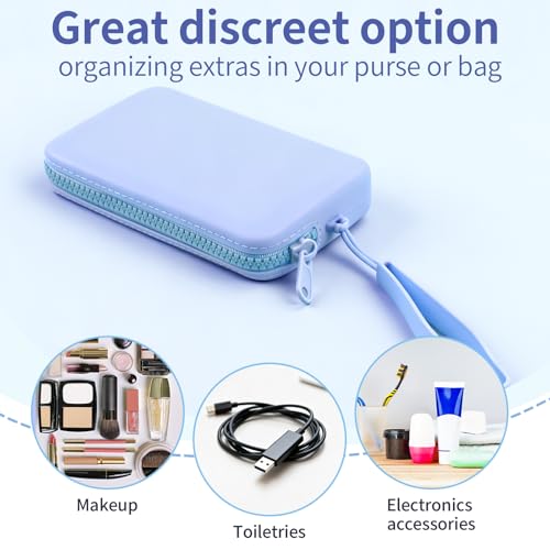 Silicone Period Bags, Set of 2 Blue Tampon Holder for Purse - color: Navy Blue+Light Blue
