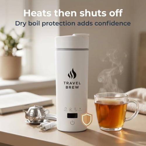 Portable Travel Kettle with Tea Infuser- Mini Electric Kettle with 4 Temperature Settings, with Auto Shut-Off & Boil Dry Protection (White) - color: White
