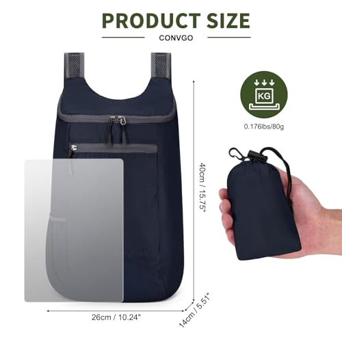 Lightweight Foldable Backpack,Travel Hiking Daypack Packable Bag | Dark Blue,20L Folding Backpack for Outdoor, Cycling,Camping, for Men and Women - color: Drak Blue