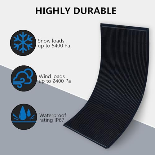 Flexible Solar Panel 300W /2PCS 12 Volts 150W Fiberglass Module | High-Efficiency N-Type Monocrystalline cell,Lightweight,for off-grid RV Boat Van Cabin Uneven Surfaces 12V/24V Battery Charge