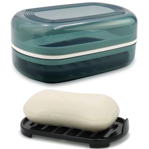 Travel Soap Container, Bar Soap Holder, Portable Soap Case, Soap Dish with Lid for Traveling, Camping, Gym, Bathroom (Blue Style-1) - color: Blue Style-1