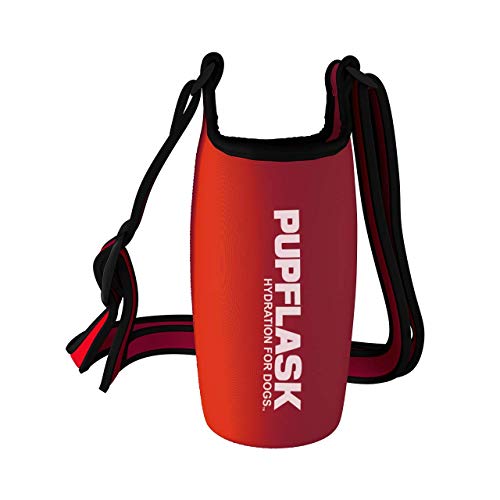 Tuff Pupper PupFlask Insulated Neoprene Dog Water Bottle Holder Sling with Wide Adjustable Shoulder Strap, Great for Travel, Walking, Hiking, Portable Pet Water Bottle Holder (27 OZ, Crimson Red) - color: Crimson Red, size: 27 OZ