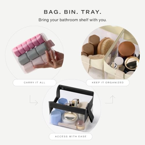 Cadence Parcel - Clear Travel Kit with Zipperless Magnetic Closure - Pebble, Medium - Durable, Leak-Resistant and TSA Approved Toiletry Bag - Modular Organization - Recycled TPU (1 Qt) - color: Pebble, size: Medium