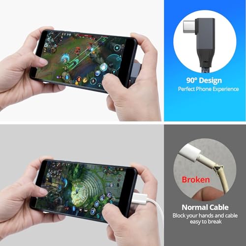 UseBean USB C Right Angle Cable 100W 3.3ft, 4K Video USB C 3.2 Gen2x2 20Gbps Data Cable, Type C PD Charging Fast Charge Cord for iPhone 15 Pro Max iPad Pro/AIR/Mini 6 MacBook Pro Galaxy S24 Ultra S23 | 20Gbps USB C to Type C PD Charging Fast Charge Cord f