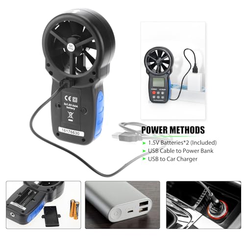 Anemometer Bluetooth 65MPH, AIOMEST HVAC Air Flow Wind Meter CFM AI-100APP | Data Logging, Handheld Wind Speed Gauge Measuring Air Velocity & Temp, BFT Scale, Anemometro for Airflow Balance, Drone, Golf - color: AI-100APP Bluetooth Anemometer