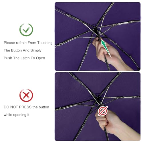 Lejorain Travel Umbrella Compact Flat Small Folding Windproof Lightweight for Women Men - color: 12.Dark Purple