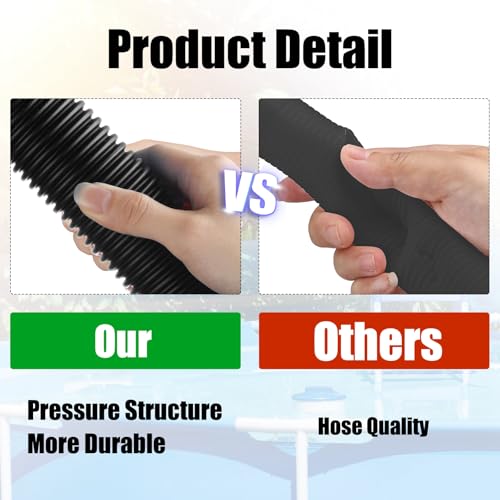 Upgrade 2 Pcs 1.5'' Diameter 59'' Length Swimming Pool Filter Hose with 4 Clamps 2 pcs 1.25 to 1.5 Type B Adapter 2 Replacement Hose Adapter W/collar for Pumps Above Ground Pools(Black) - color: Black