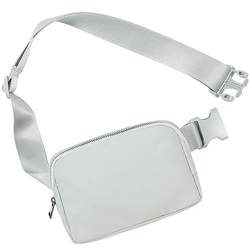 ODODOS Unisex Mini Belt Bag with Adjustable Strap Small Fanny Pack for Workout Running Traveling Hiking, Light Grey - color: Light Grey