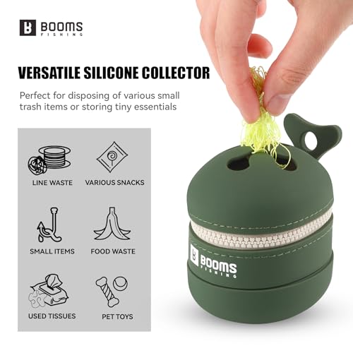 Booms Fishing Portable Trash Pouch: Silicone Expandable & Collapsible Fishing Line Waste Cantainer - Eco-Friendly Reusable Garbage Holder for Fishing, Hiking, Camping & Outdoor Activities - ST2 Green - color: Verdant Green