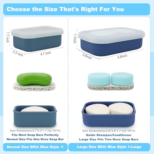 Travel Soap Case, Leak Proof Travel Soap Container, Silicone Soap Box with Drainage Layer, Shatterproof Soap Holder for Travel, Camping, Gym (Blue, Regular) - color: Blue, size: Regular