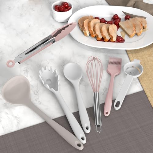 AOTHOD Silicone Cooking Utensils Set - 446°F Heat Resistant Silicone Kitchen Utensils,Spatula,Spoon, Kitchen Utensil Sets Gadgets Tools Set for Nonstick Cookware,Dishwasher Safe BPA FREE (Multicolor) - color: Multicolor