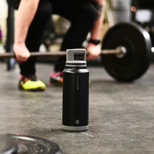 GROSCHE Alpine Flip N Sip Insulated Bottle Straw Lid, Graphite Black, 40 oz - color: Graphite Black, size: 40 Ounces