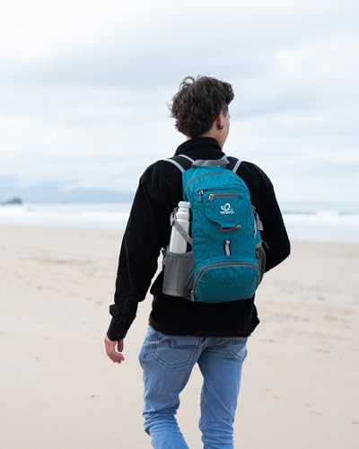 WATERFLY Small Lightweight Packable Backpack: 20l Hiking Daypack Man Woman | 20L,Recycled nylon material,Multi-compartment storage,Water-resistant,Everyday carry,Ultra Light Foldable Travel Day Pack - color: Dark Blue