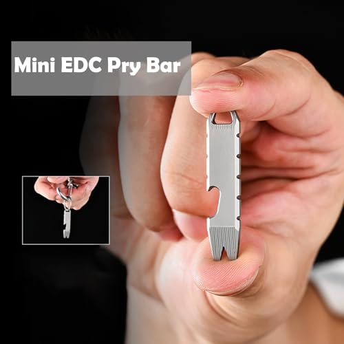 Hamans Mini Pry Bar Multi Tool Titanium Bottle Opener Keychain Screwdriver - color: Gray