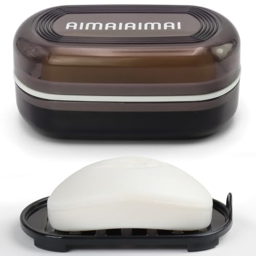 AIMAIAIMAI Travel Soap Container, Leakproof Soap Box, Travel Soap Holder with Removable Draining Layer, Portable Soap Case for Traveling, Camping, Gym (Black) - color: Black Style a