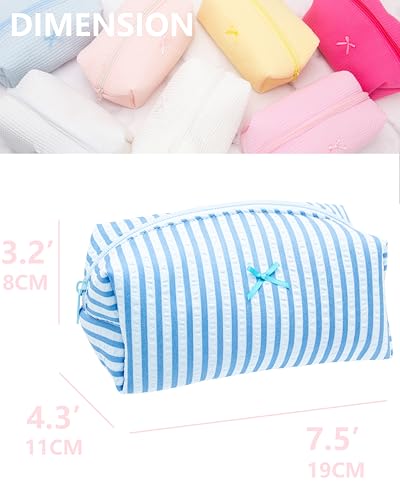 PAZIMIIK Cozy Makeup Bag for Women,Zipper Cosmetic Pouch,Stripe Lake Blue - color: Stripe Lake Blue