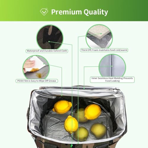 iknoe 24 Can Insulated Cooler Bag, Leakproof Lunch Tote Bag 15L - color: Camo, size: Large
