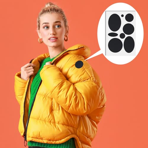 Pndeyo 16pcs Puffer Down Jacket Repair Patch Kit, 8 Sizes, Black | Nylon Fabric, Self Adhesive, Waterproof, Stick on, Round, for Coat Clothing Tent Sleeping Bags Ski Pants Holes Fixing - color: Black