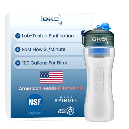 OKO ÖKOH2O Purification Water Bottle with Advanced Filtration, Arctic, 22oz - color: Arctic, size: 22 Ounces