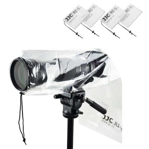 JJC Camera Rain Cover Sleeve for DSLR w/Lens up to 18", Waterproof, 4-Pack | Completely See-Through, Protects from Rain/Dust/Mud, PE Material, for Canon Nikon Fujifilm Sony Olympus Pentax Sigma DSLR - color: 4-Pack