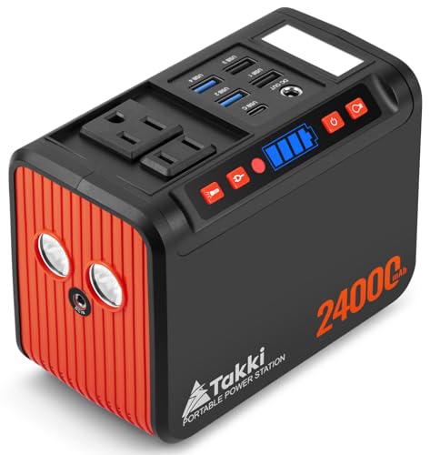 Takki 88.8Wh Portable Power Station, 120W Peak, 110V AC Outlet for Camping - color: Orange