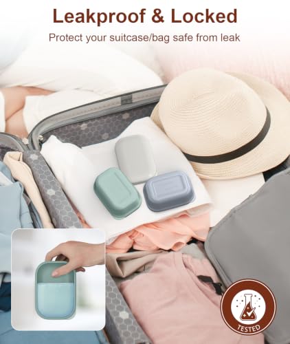 Quatish Soap Holder, Travel Soap Container with Lid, Portable Bar Soap Case, Leakproof Soap Box with Perforations, Soap Dishes for Traveling, Camping, Gym, 3 Pack(Grey,GreyGreen,Greyblue) - color: Grey,greygreen,greyblue
