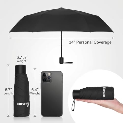 GAOYAING Compact Travel Umbrella with Case Sun&Rain Lightweight Small and Compact Suit for Pocket 34 Inches - color: Black, size: 2 PACK - 34 Inches
