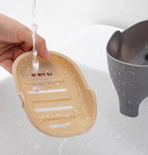 Cute Elephant Soap Dish Holder Tray Plastic Sink Self Draining Suitable for Kitchen Bathroom Bar Shower Bath Kitsch Large Shelf Drainage,Purple - color: C-purple