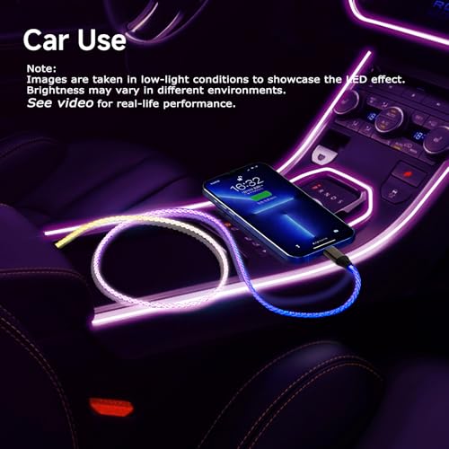 Camping Car Multi Charging Cable, USB C to USB C RGB Breathing 3 in 1 Fast Charging Cable for iPhone 15 Series, iPad mini 6 S24 S23 Laptops MacBook iPad Camping String Lights[ RGB 3 in 1 Cable] - color: Blue