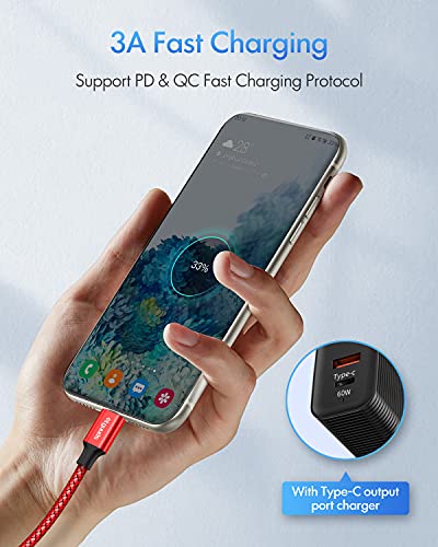 etguuds USB C to USB C Cable 3ft, 2-Pack 60W C to C Cable Fast Charging | for iPhone 17 16 15 Pro Max Plus Air, Samsung Galaxy S26 S25 S24 S23, USBC iPad MacBook Charger Cord Type C, Pixel, Red - color: Red, size: 3ft