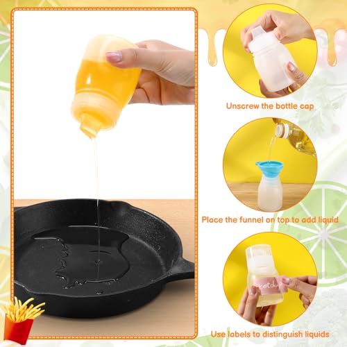 6 Pack Condiment Squeeze Bottles, Portable Sauce Bottles | Sauce Bottles 6oz Portable Containers with Squeeze Design for Ketchup, Dressing, Oil, Lunchbox, Picnic, Travel Use