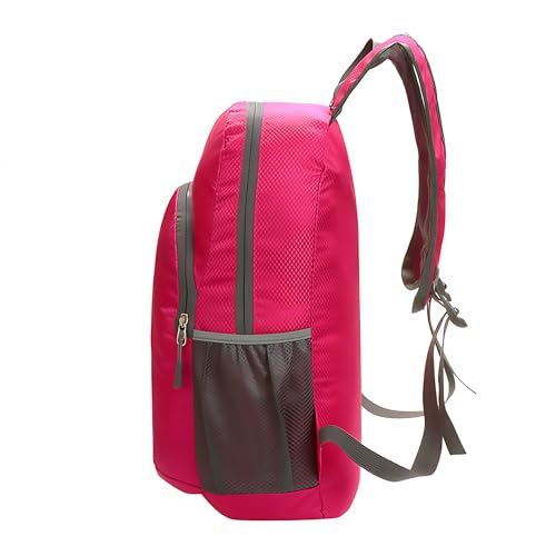 MounTop Outdoor Lightweight Foldable Water Resistant Backpack for Travel Hiking Riding - color: Fuchsia