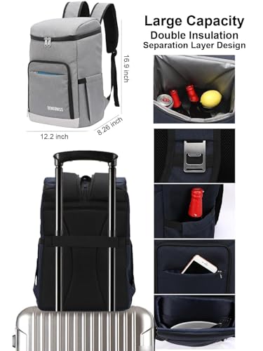 Picnic Backpack Bundle 15-in-1 Set Camping Gear with Fold Table & Waterproof Blanket & Stainless Steel Utensils for 4-Person Family Hiking Essentials - color: Gray