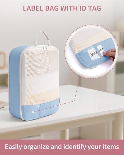 Narwey 6 Set Compression Packing Cubes for Travel, Lightweight Expandable Luggage Organizer Bags, Durable Space Saver Bags (Blue) - color: Blue