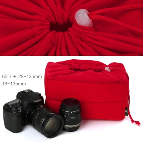 Koolertron Shockproof Camera Photo Bag for SLR TLR Camera Insert Partition Padded Case,Can be Put Directly Into the SLR Camera Bag With Freely Adjustable Compartment - color: Red