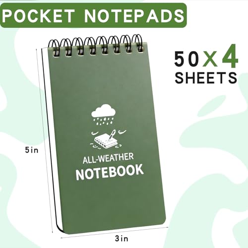 Waterproof Notebook, 4 Pack Pocket Notepad, 3" x 5 NotePad Multicolor - color: Multicolor