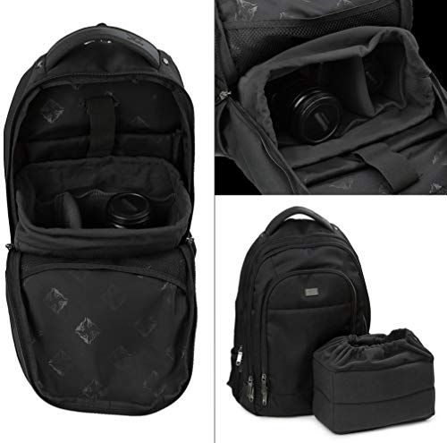 Koolertron Shockproof Camera Photo Bag for SLR TLR Camera Insert Partition Padded Case,Can be Put Directly Into the SLR Camera Bag With Freely Adjustable Compartment - color: Black