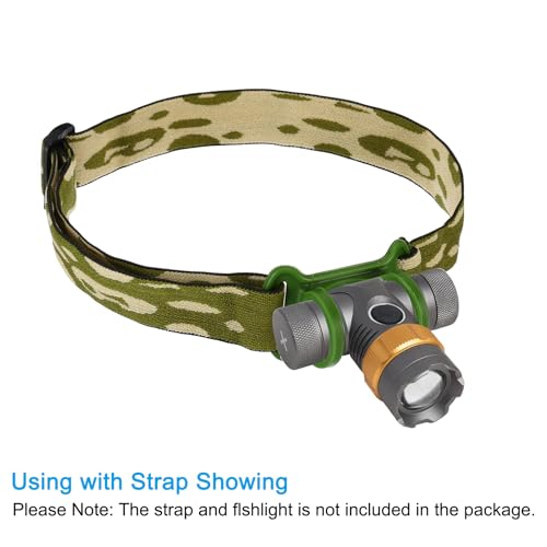 Headlamp Flashlight Holder, 4 Pcs Silicone Soft High Elastic Hands-Free Head Lamp Stand Replacement for Flashlight Outside Camping Riding, Green